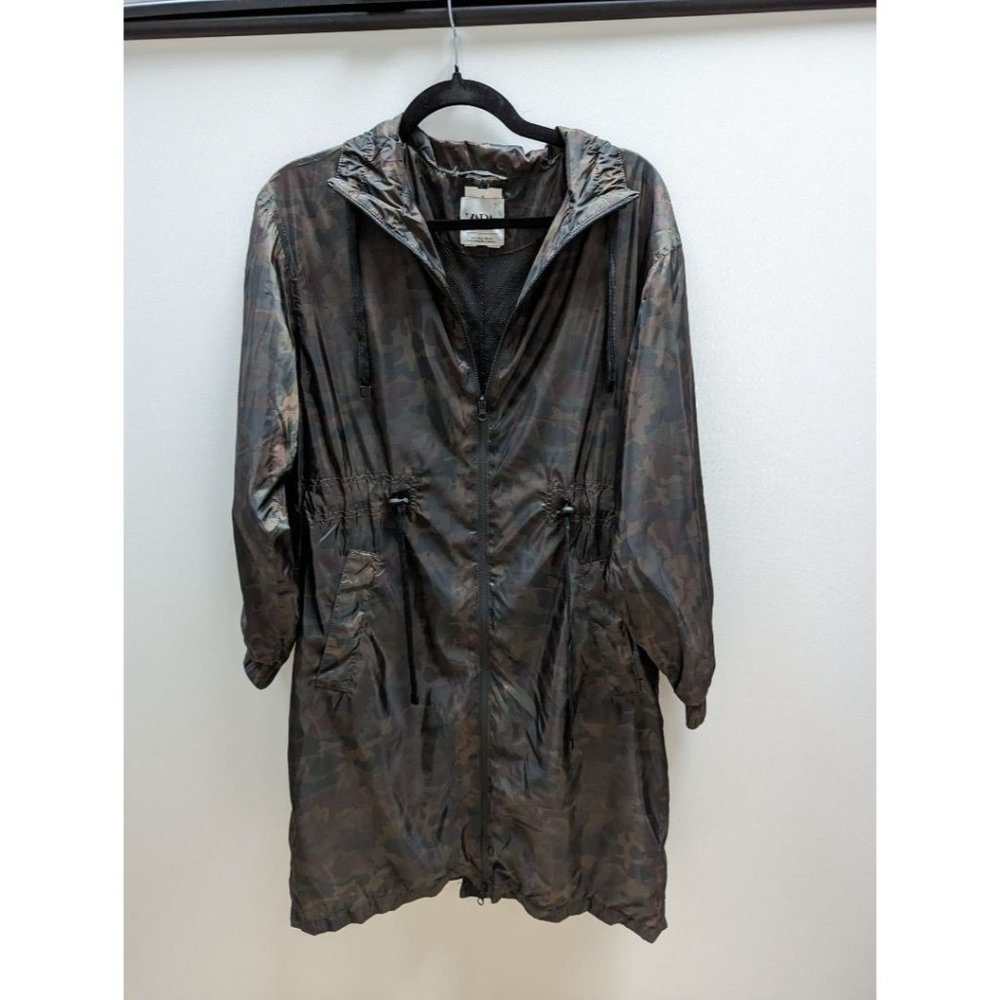 Zara Green Camo Zip Up Trench Coat Jacket